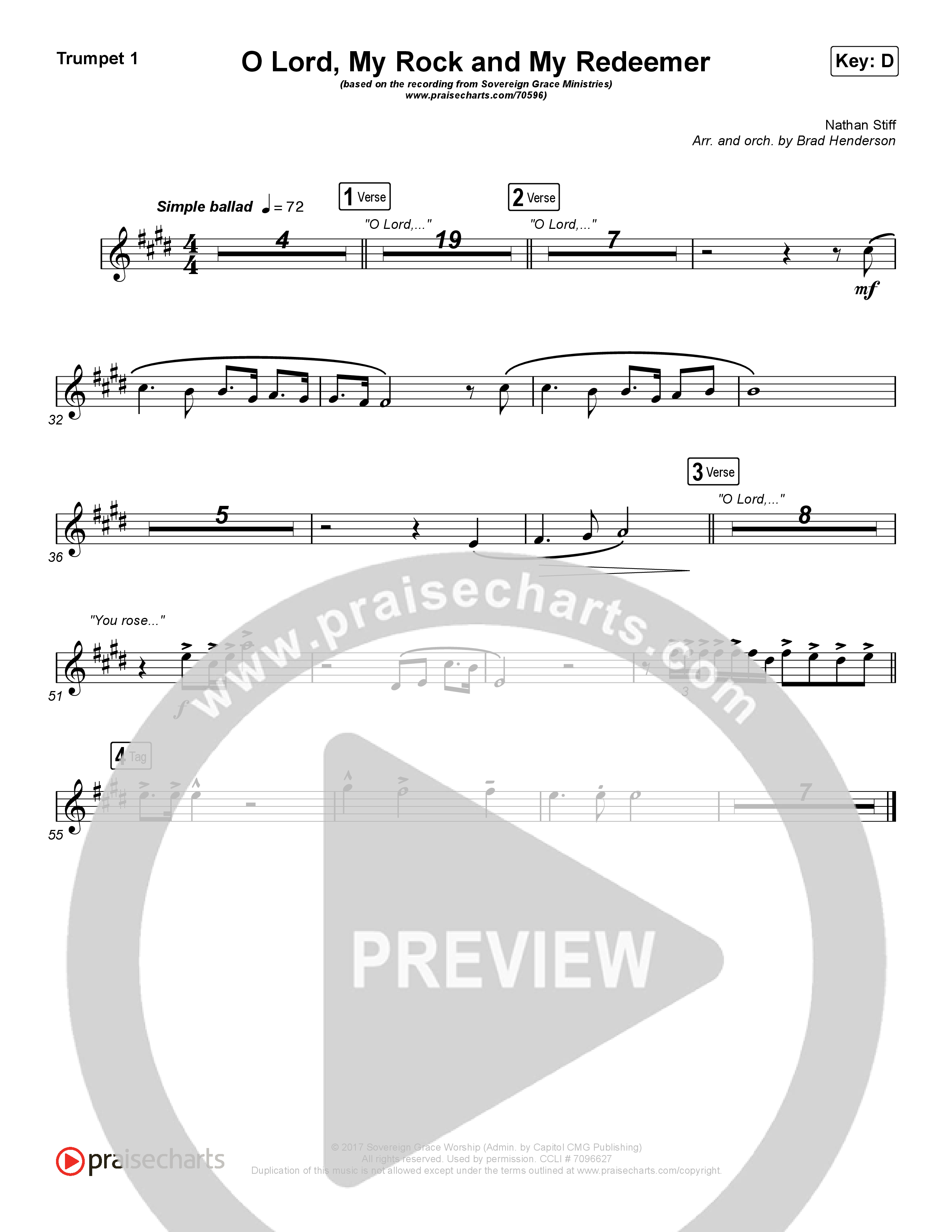 O Lord My Rock And My Redeemer Trumpet 1 (Sovereign Grace)