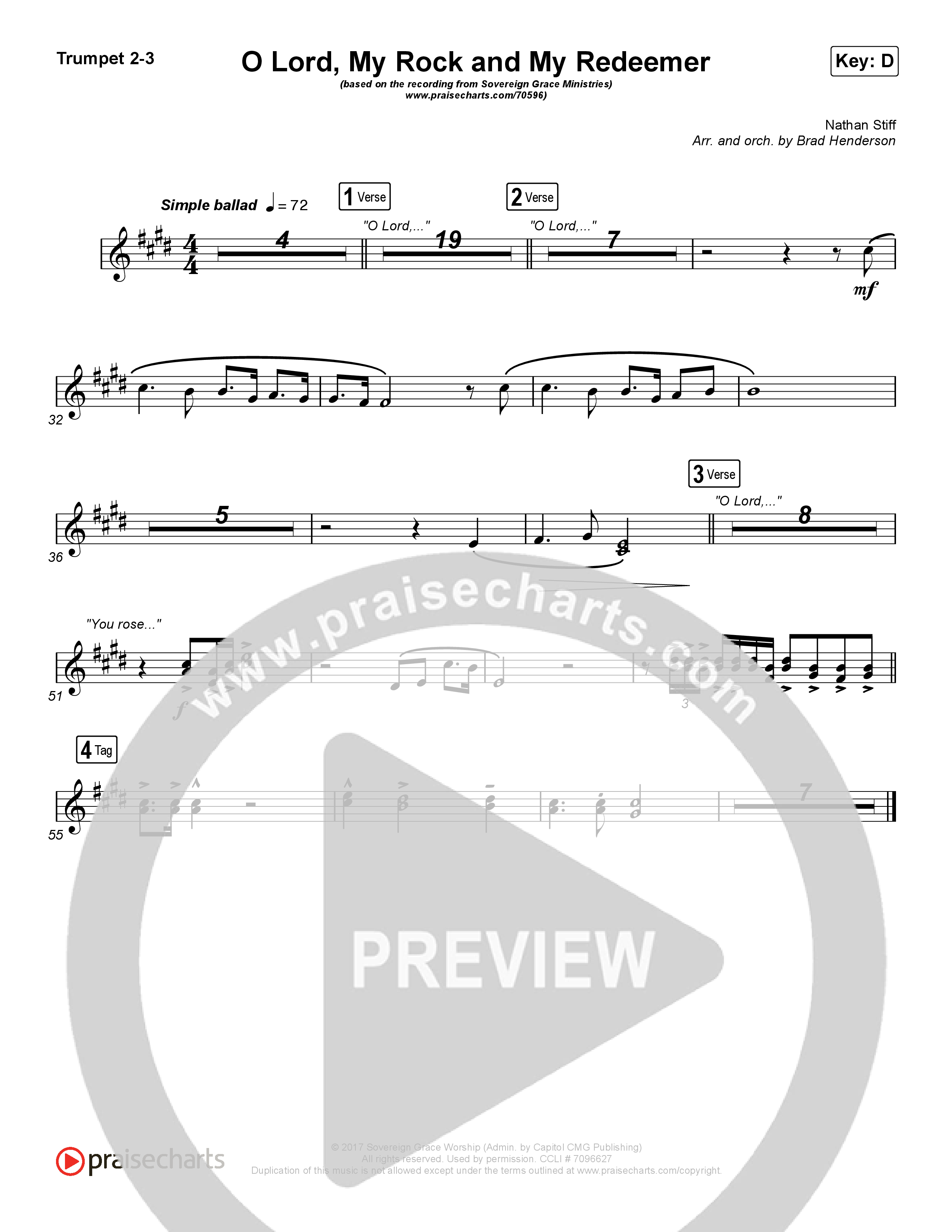 O Lord My Rock And My Redeemer Trumpet 2/3 (Sovereign Grace)