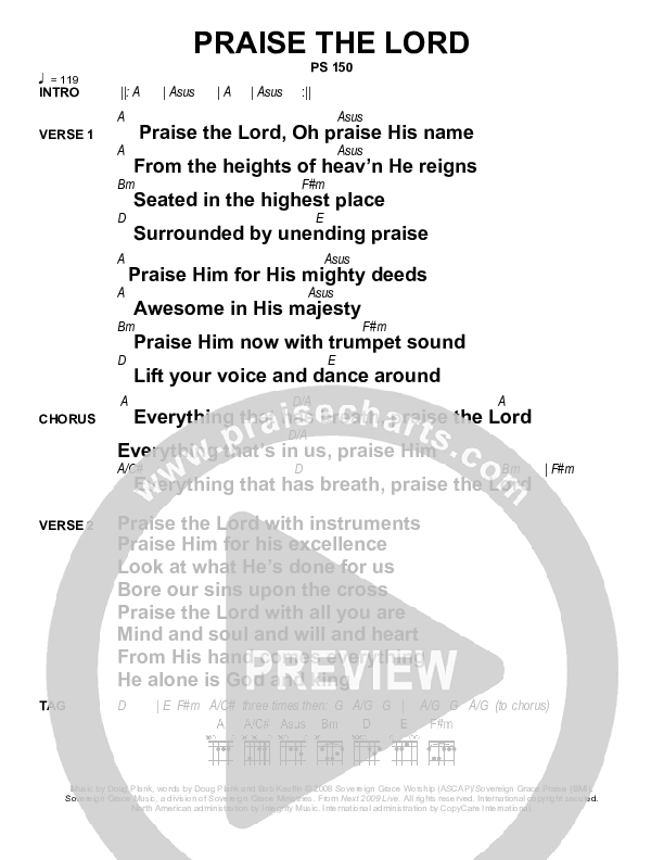 Praise The Lord Chord Chart (Next)