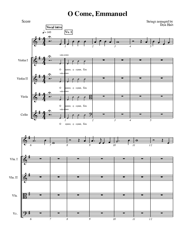 O Come O Come Emmanuel Conductor's Score (Highlands Worship)