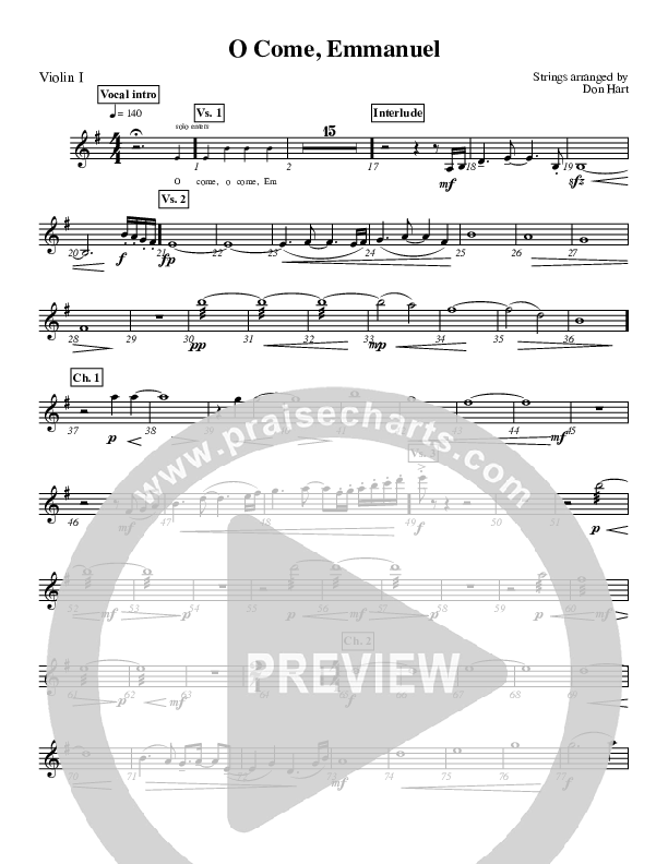 O Come O Come Emmanuel Violin 1 (Highlands Worship)