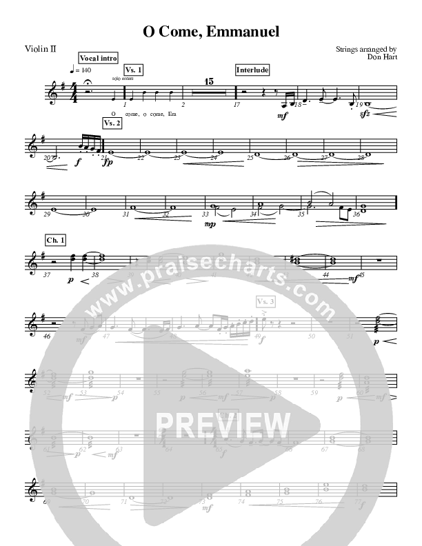 O Come O Come Emmanuel Violin 2 (Highlands Worship)