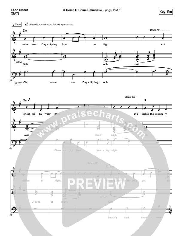 O Come O Come Emmanuel Lead Sheet (SAT) (Highlands Worship)