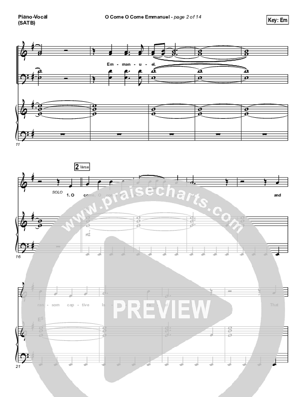 O Come O Come Emmanuel Piano/Vocal & Lead (Highlands Worship)
