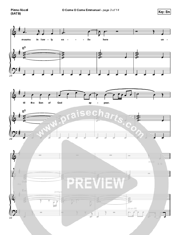 O Come O Come Emmanuel Piano/Vocal & Lead (Highlands Worship)
