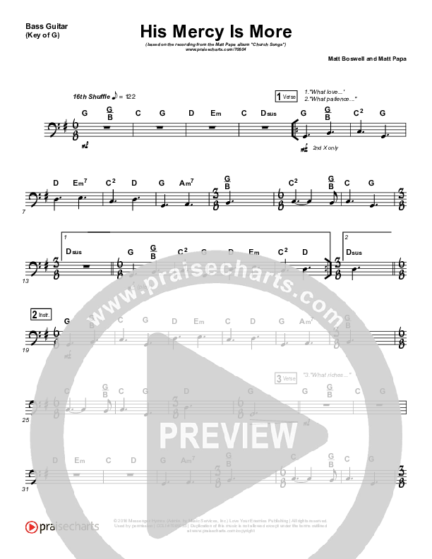 His Mercy Is More Bass Guitar (Matt Papa)