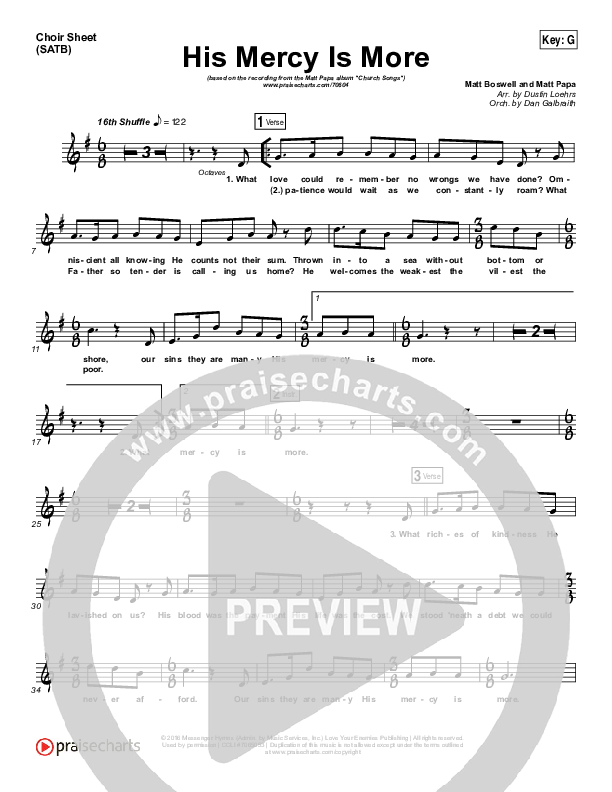 His Mercy Is More Choir Sheet (SATB) (Matt Papa)