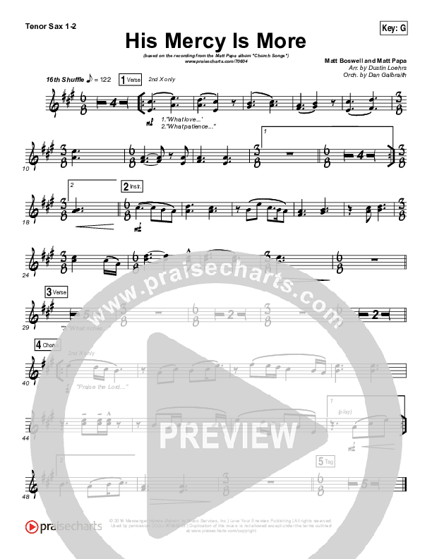 His Mercy Is More Tenor Sax 1/2 (Matt Papa)