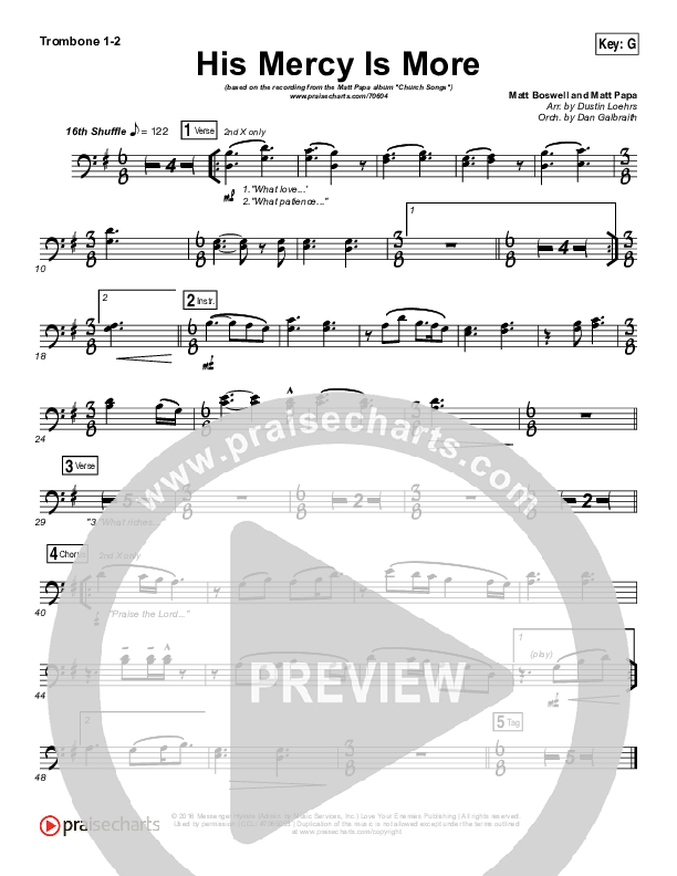 His Mercy Is More Trombone 1/2 (Matt Papa)