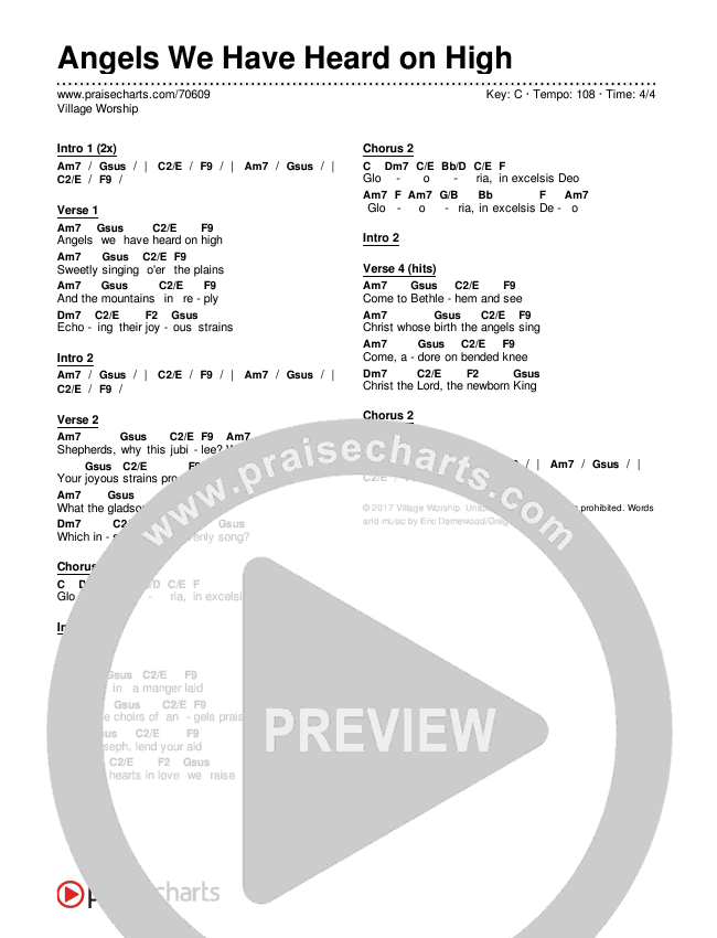 Angels We Have Heard on High Chords & Lyrics (Village Worship)