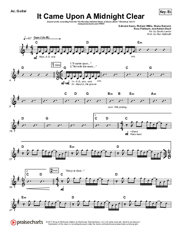 It Came Upon A Midnight Clear Acoustic Guitar (The Worship Initiative / Shane & Shane)