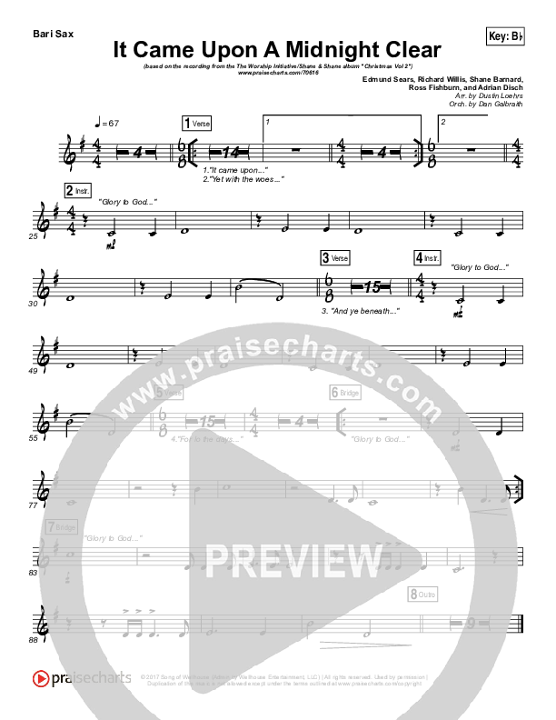 It Came Upon A Midnight Clear Bari Sax (The Worship Initiative / Shane & Shane)