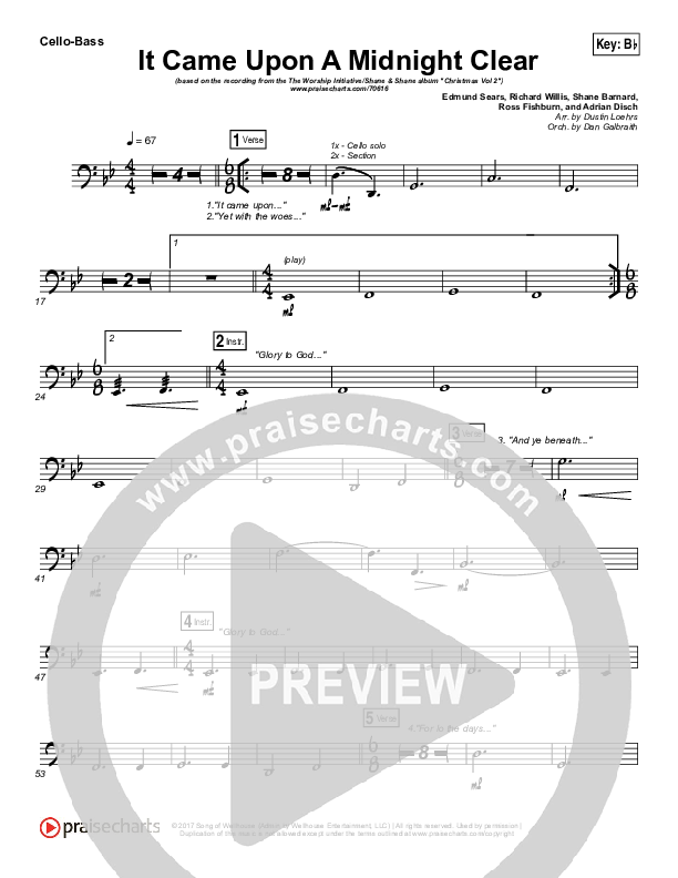 It Came Upon A Midnight Clear Cello/Bass (The Worship Initiative / Shane & Shane)