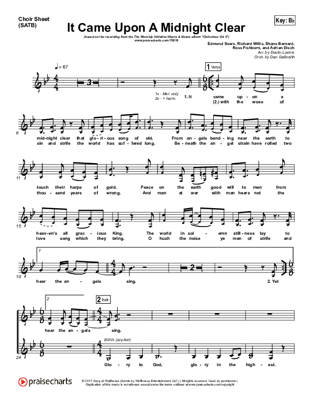 It Came Upon A Midnight Clear Choir Sheet (SATB) (The Worship Initiative / Shane & Shane)