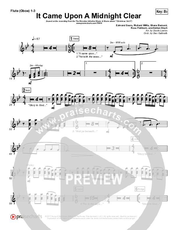 It Came Upon A Midnight Clear Flute/Oboe 1/2/3 (The Worship Initiative / Shane & Shane)