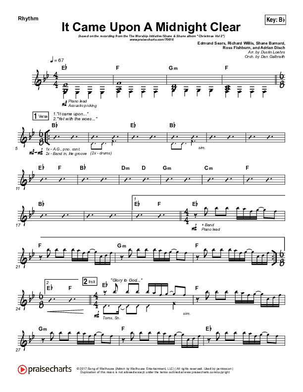 It Came Upon A Midnight Clear Rhythm Chart (The Worship Initiative / Shane & Shane)