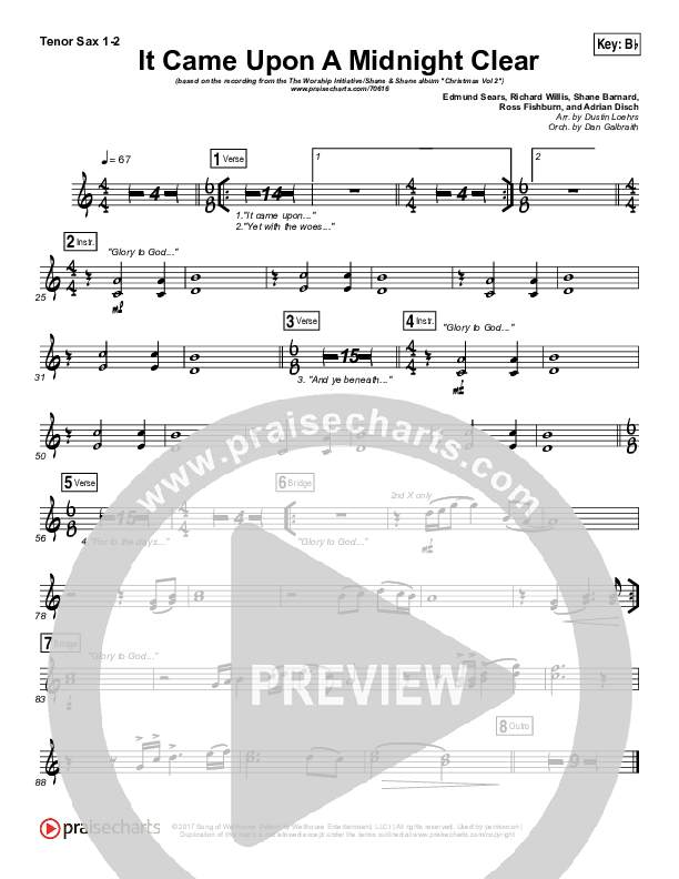 It Came Upon A Midnight Clear Tenor Sax 1/2 (The Worship Initiative / Shane & Shane)