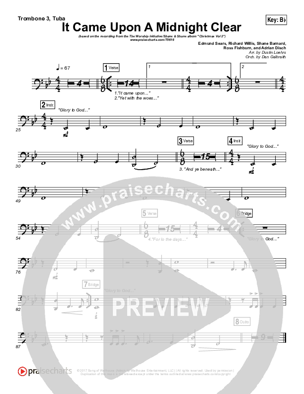 It Came Upon A Midnight Clear Trombone 3/Tuba (The Worship Initiative / Shane & Shane)