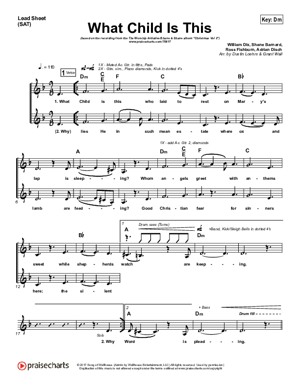 What Child Is This Lead Sheet (SAT) (The Worship Initiative / Shane & Shane)