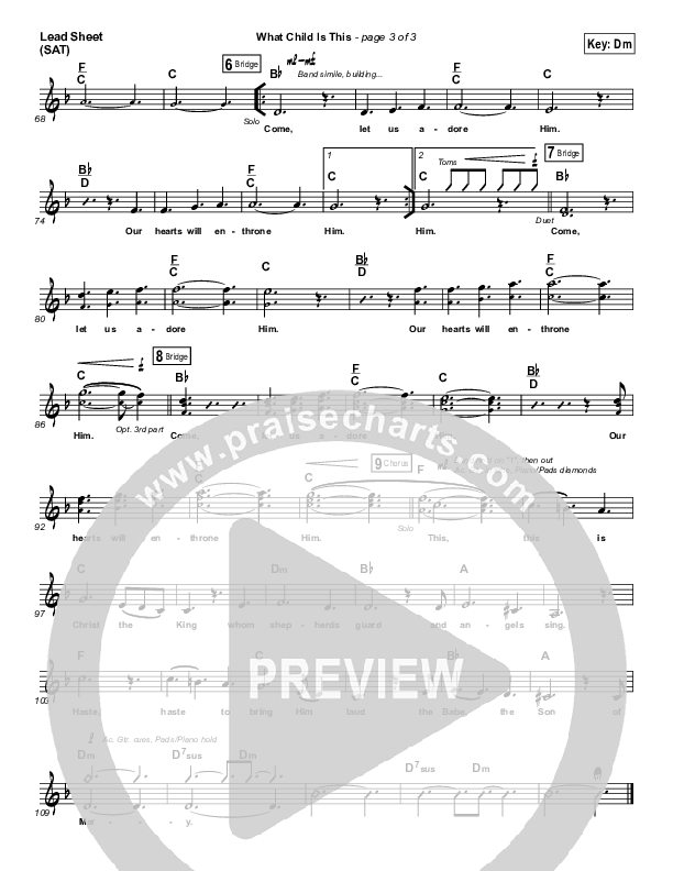 What Child Is This Lead Sheet (SAT) (The Worship Initiative / Shane & Shane)