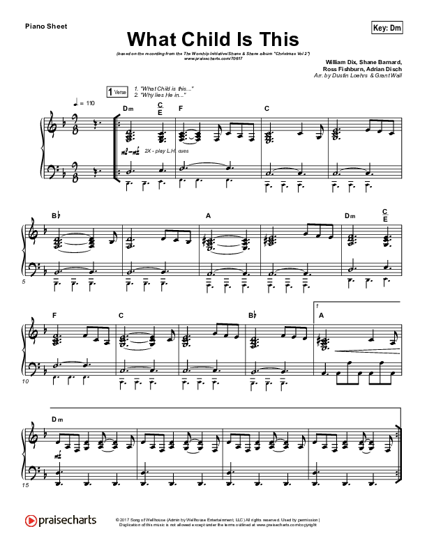 What Child Is This Piano Sheet (The Worship Initiative / Shane & Shane)