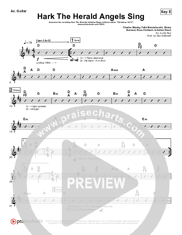 Hark The Herald Angels Sing (Eternity Stepped Into Time) Rhythm Chart (The Worship Initiative / Shane & Shane)