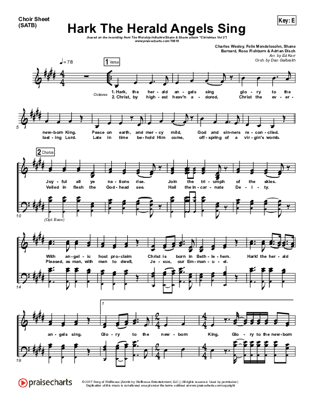 Hark The Herald Angels Sing (Eternity Stepped Into Time) Choir Sheet (SATB) (The Worship Initiative / Shane & Shane)