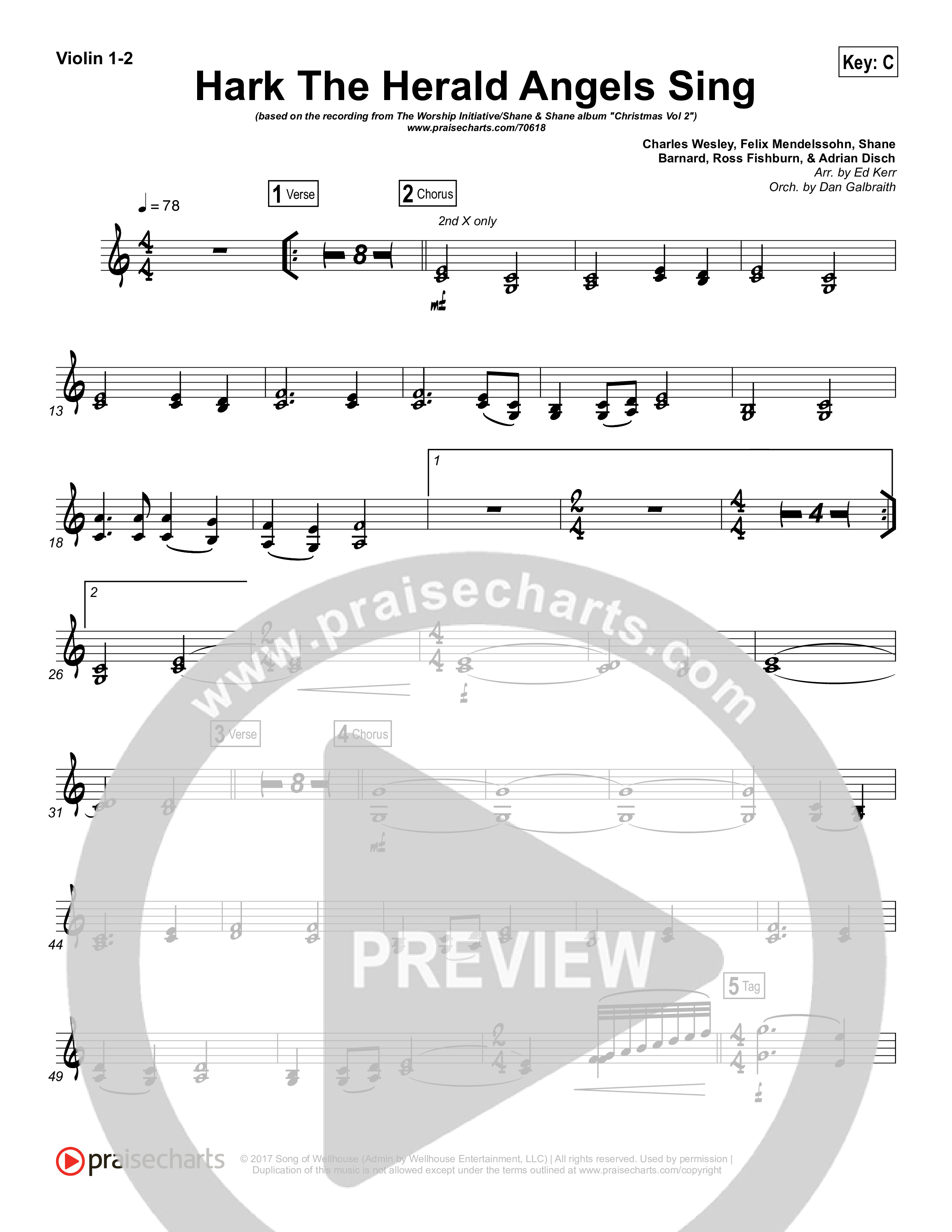 Hark The Herald Angels Sing (Eternity Stepped Into Time) Violin 1/2 (The Worship Initiative / Shane & Shane)