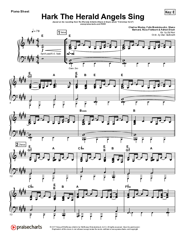 Hark The Herald Angels Sing (Eternity Stepped Into Time) Piano Sheet (The Worship Initiative / Shane & Shane)