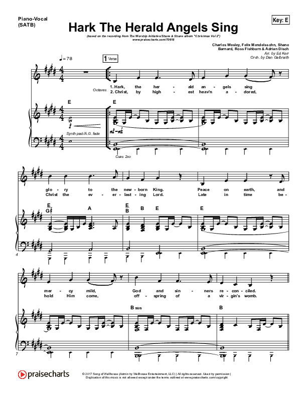 Hark The Herald Angels Sing (Eternity Stepped Into Time) Piano/Vocal Pack (The Worship Initiative / Shane & Shane)