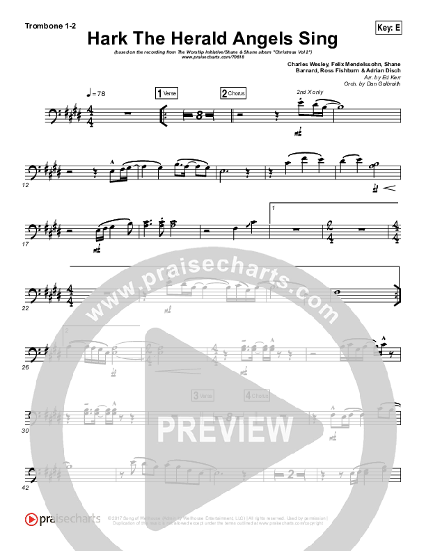 Hark The Herald Angels Sing (Eternity Stepped Into Time) Trombone 1/2 (The Worship Initiative / Shane & Shane)