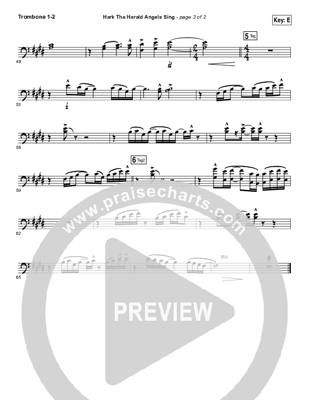 Hark The Herald Angels Sing (Eternity Stepped Into Time) Trombone 1/2 (The Worship Initiative / Shane & Shane)