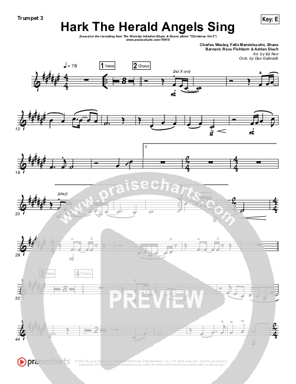 Hark The Herald Angels Sing (Eternity Stepped Into Time) Trumpet 3 (The Worship Initiative / Shane & Shane)