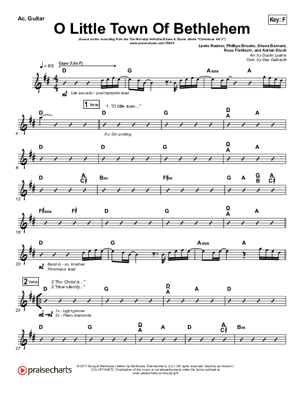 O Little Town Of Bethlehem Acoustic Guitar (The Worship Initiative / Shane & Shane)