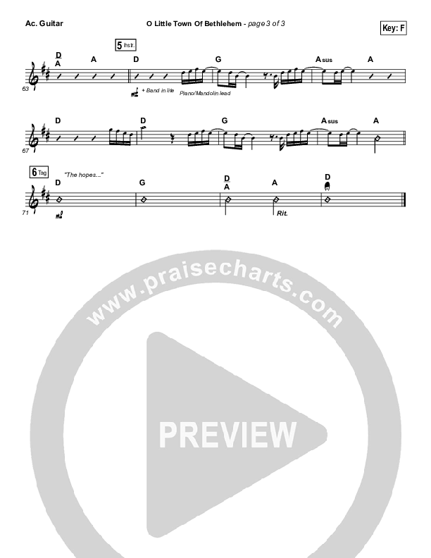 O Little Town Of Bethlehem Acoustic Guitar (The Worship Initiative / Shane & Shane)