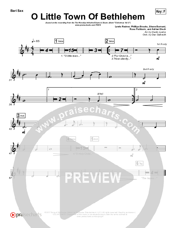 O Little Town Of Bethlehem Bari Sax (The Worship Initiative / Shane & Shane)