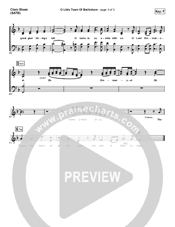 O Little Town Of Bethlehem Choir Sheet (SATB) (The Worship Initiative / Shane & Shane)