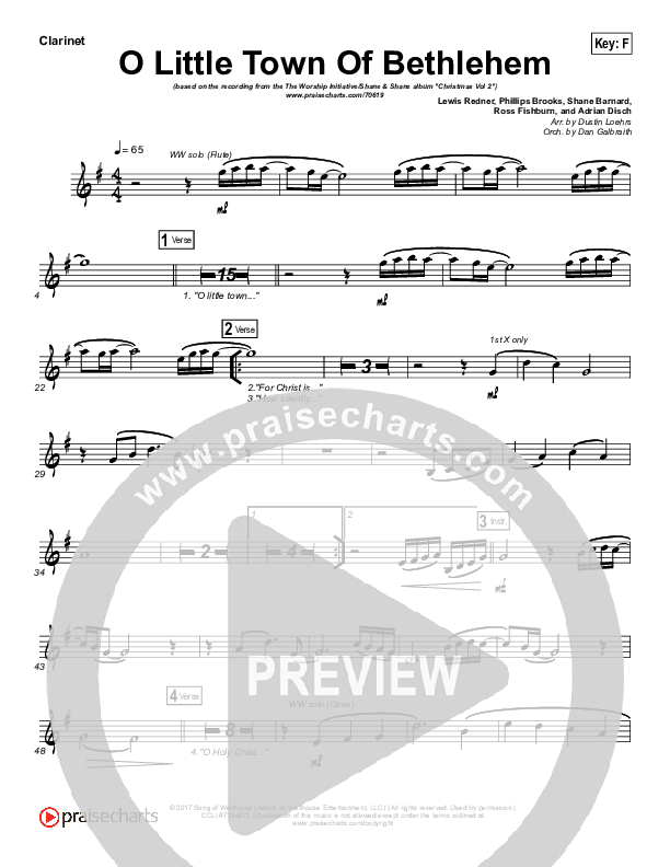 O Little Town Of Bethlehem Wind Pack (The Worship Initiative / Shane & Shane)