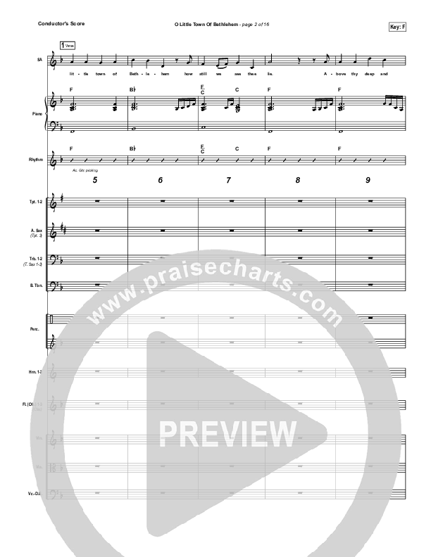 O Little Town Of Bethlehem Conductor's Score (The Worship Initiative / Shane & Shane)
