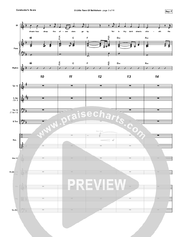 O Little Town Of Bethlehem Conductor's Score (The Worship Initiative / Shane & Shane)