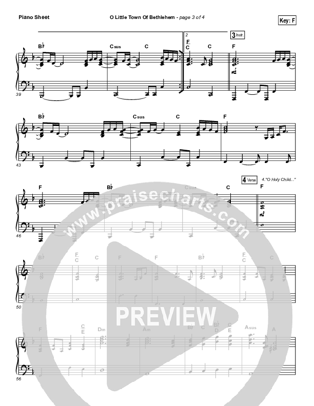 O Little Town Of Bethlehem Piano Sheet (The Worship Initiative / Shane & Shane)