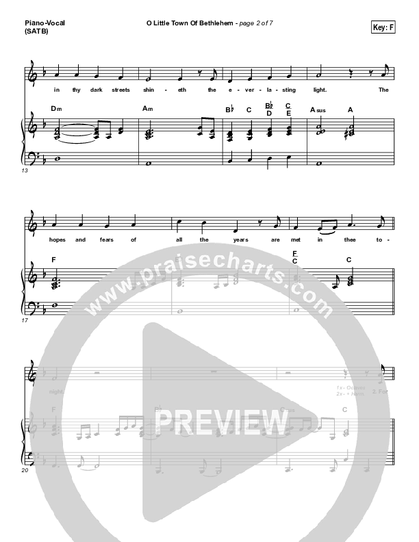 O Little Town Of Bethlehem Piano/Vocal & Lead (The Worship Initiative / Shane & Shane)