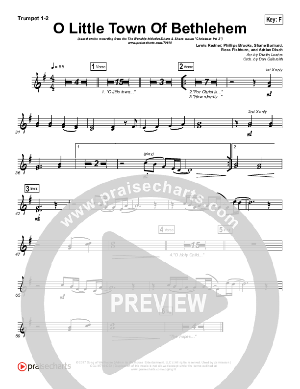 O Little Town Of Bethlehem Brass Pack (The Worship Initiative / Shane & Shane)