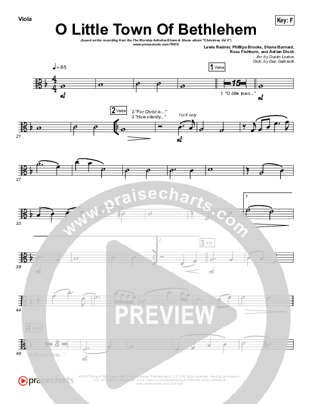 O Little Town Of Bethlehem Viola (The Worship Initiative / Shane & Shane)