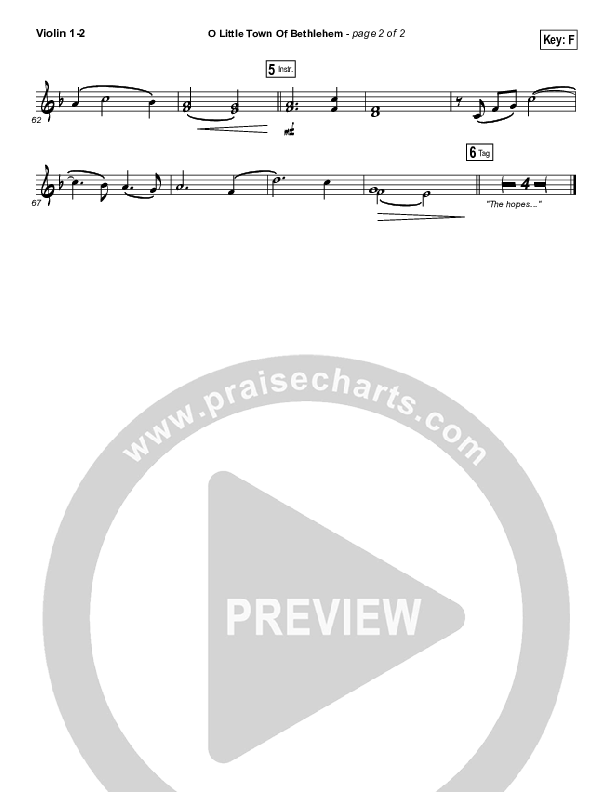 O Little Town Of Bethlehem Violin 1,2 (The Worship Initiative / Shane & Shane)