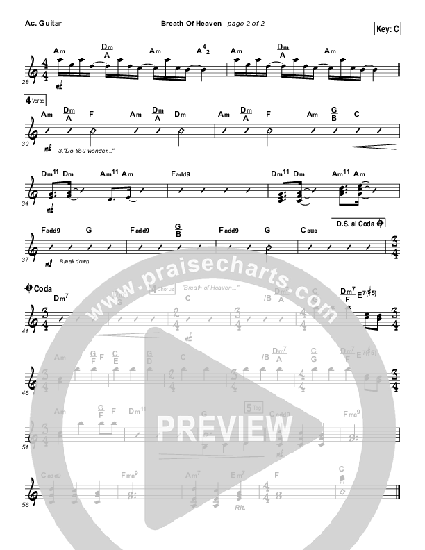 Breath Of Heaven (Mary's Song) Acoustic Guitar (The Worship Initiative / Shane & Shane)