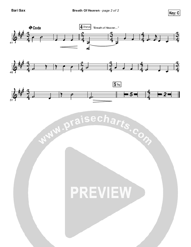 Breath Of Heaven (Mary's Song) Bari Sax (The Worship Initiative / Shane & Shane)