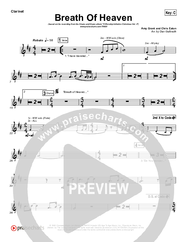 Breath Of Heaven (Mary's Song) Wind Pack (The Worship Initiative / Shane & Shane)