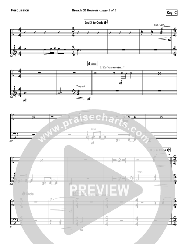 Breath Of Heaven (Mary's Song) Percussion (The Worship Initiative / Shane & Shane)