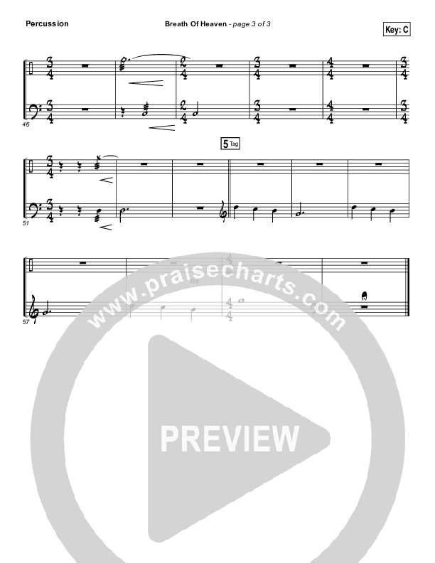 Breath Of Heaven (Mary's Song) Percussion (The Worship Initiative / Shane & Shane)